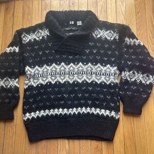Hand Knit Icelandic Wool Sweater Fair Isle Chunky Nordic MED 42